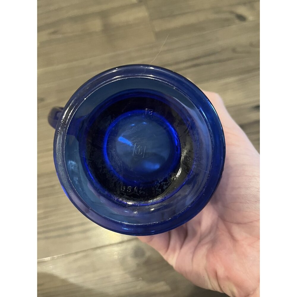 Cobalt Blue Anchor Hocking Replacement Glass Pedestal Coffee Mug with Handle USA - Picture 5 of 6